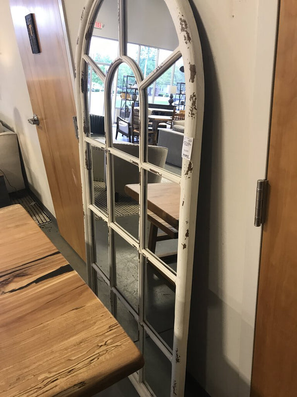 Large Distressed Window Pane Mirror