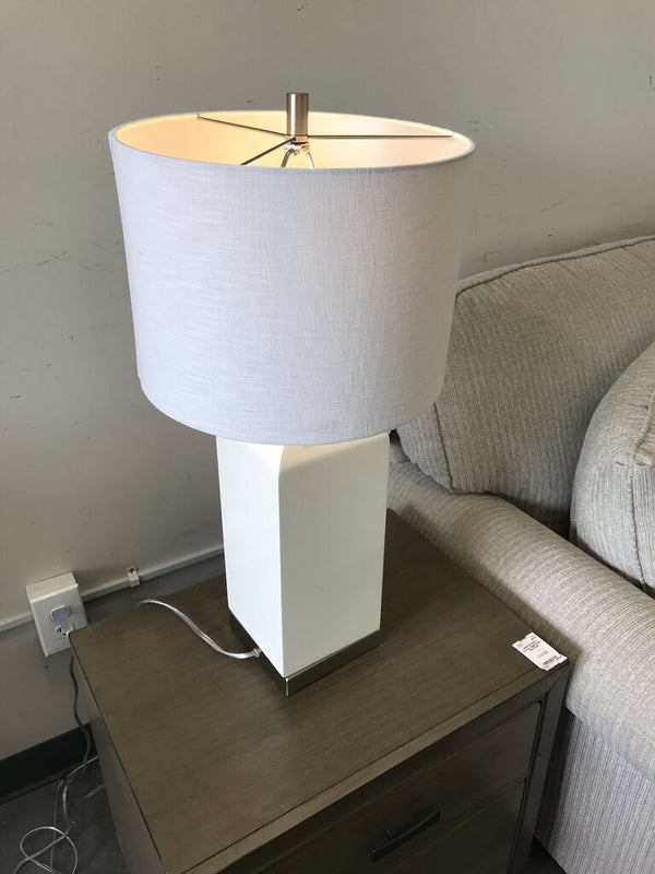 White Enamel Lamp (As-Is/Scratches & Loose Base)