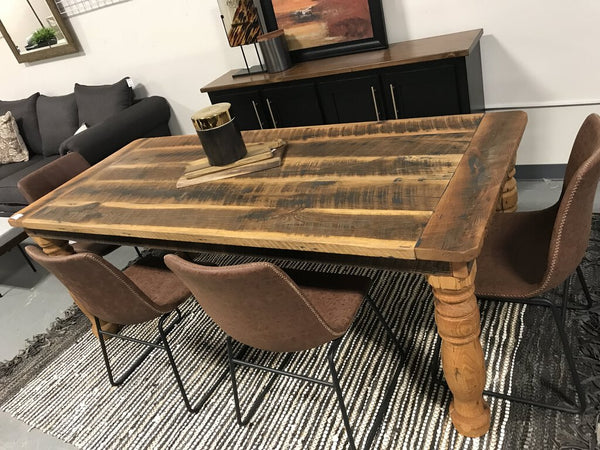 Reclaimed Wood Rustic Thick Legged Table 7' x 36"