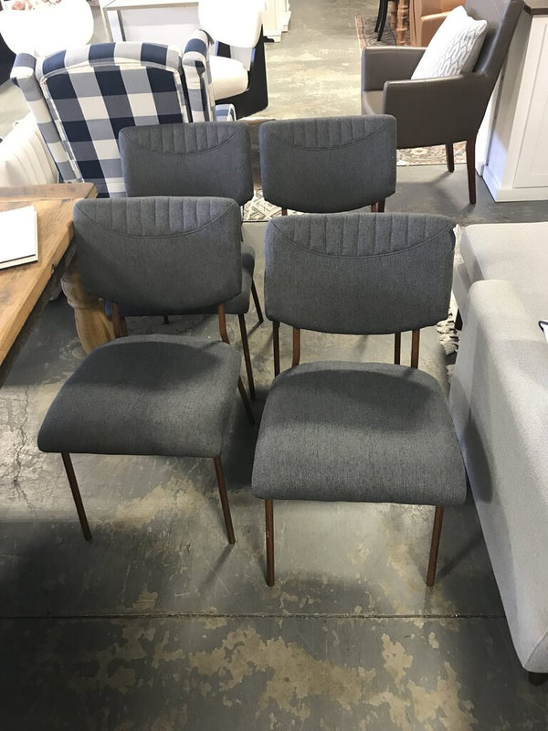 xNathan Upholstery Dining Chair with Transfer Print Legs (Set of 4 Grey)