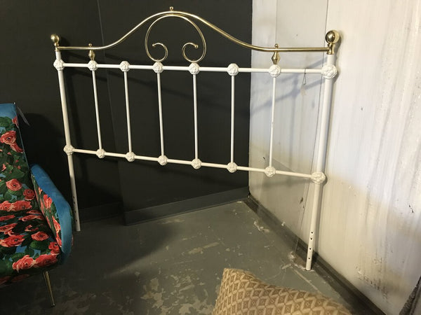 White & Brass Headboard - Queen