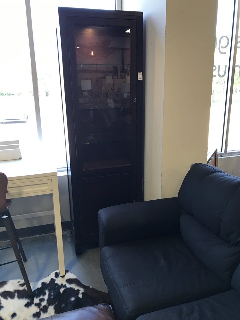 Tall Dark Stained Lighted Curio