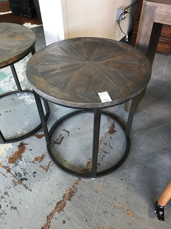 Round Industrial End Table
