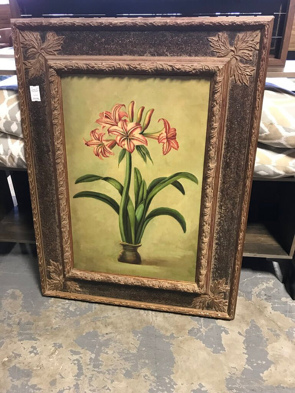 Lillies in Pot Ornate Frame 39"x52"