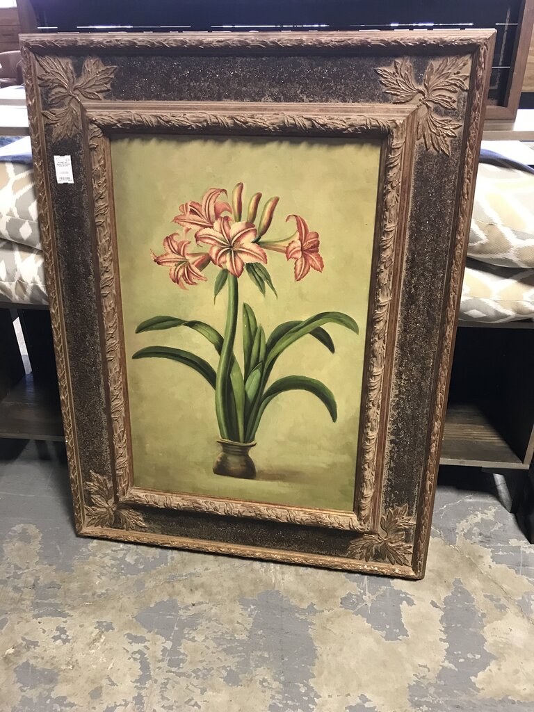 Lillies in Pot Ornate Frame 39"x52"