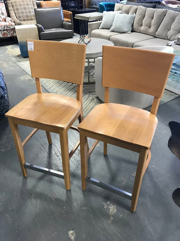 Pair of Light Wood Counter Height Stools