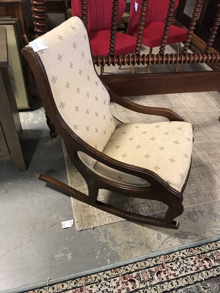 Antique Rocking Chair Green Fleur De Lis