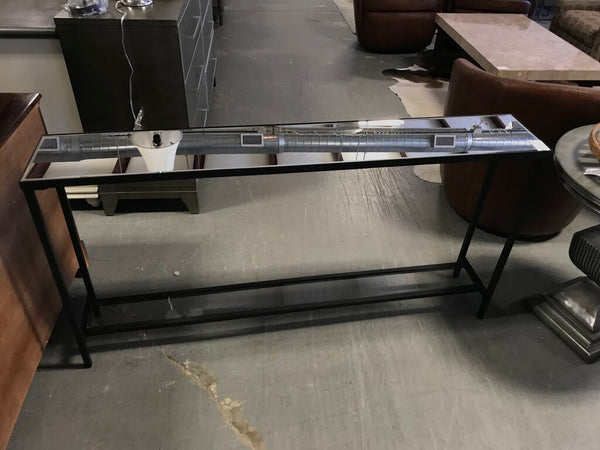 Glass Top Sofa Table with Metal Frame