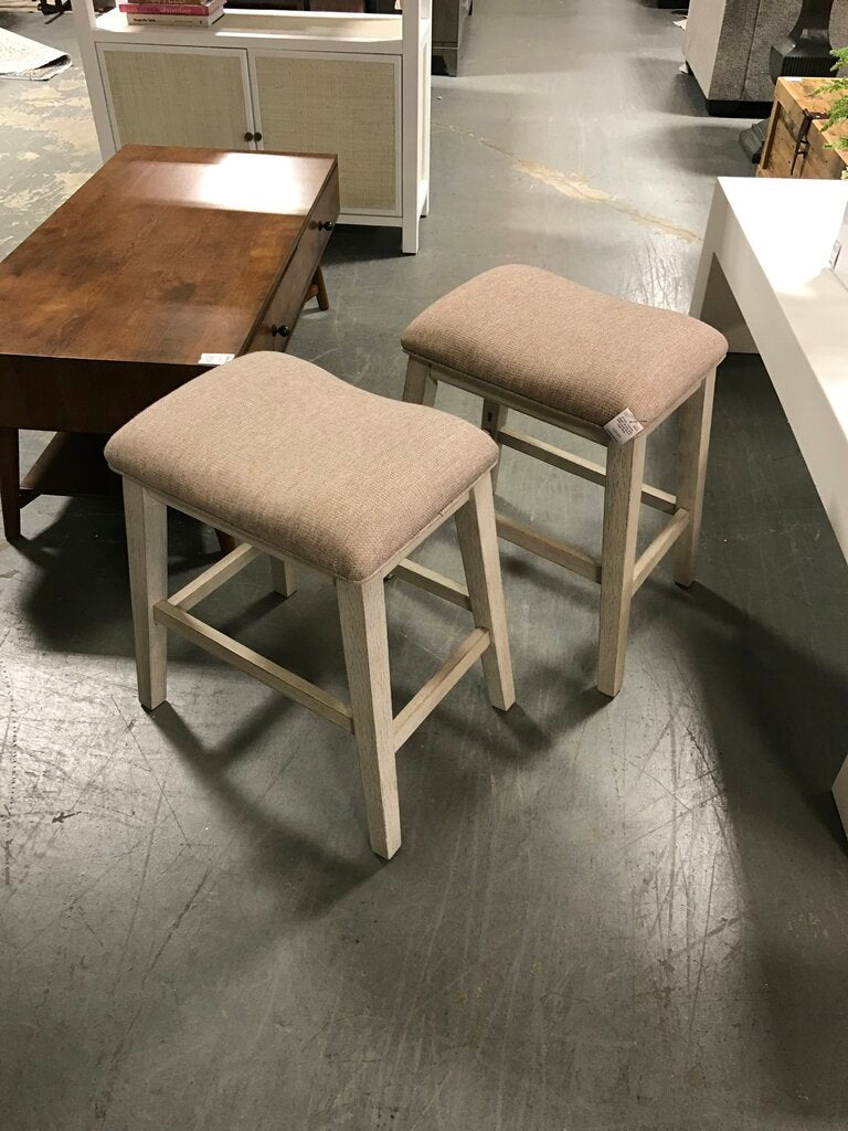 Counter Height Stools with Distressed Wood Legs (Pair)