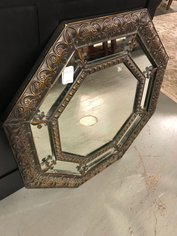 Octagonal Mirror W/ Fleur De Lis