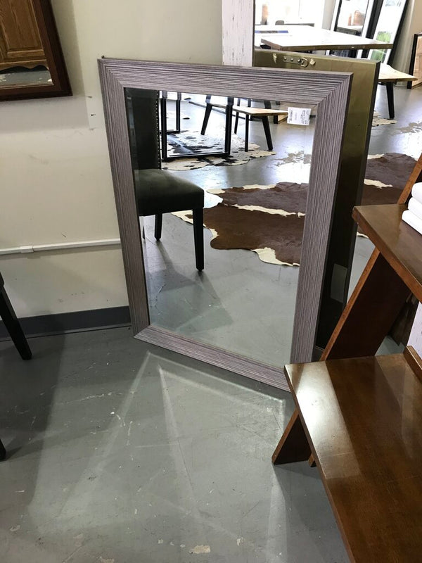 Grey Faux Wood Rectangular Mirror