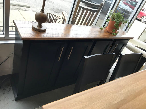 6' Black 4 Door Cabinet w/ Brass Handles