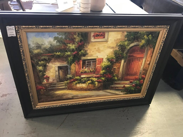 33"x45" Framed Tuscan Street Scene