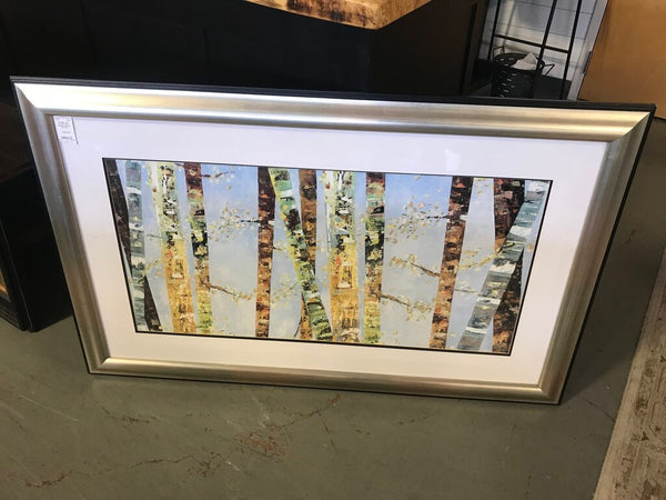 34"x54" Silver Framed Abstract Tree Art