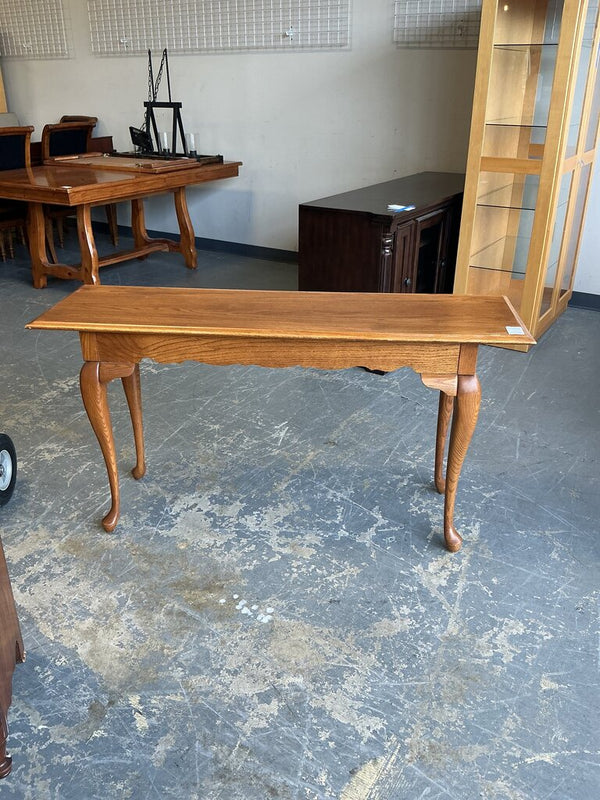 Vintage Oak Console Table Scalloped Edge