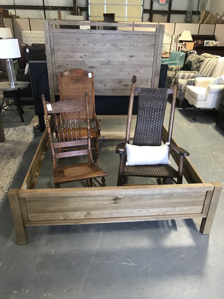 Weathered Oak Queen Panel Bed