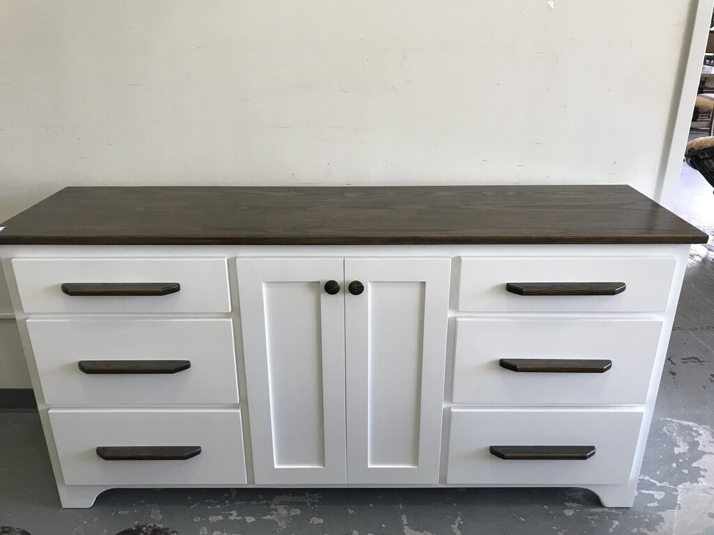 Amish 6' White Buffet with Dark Top