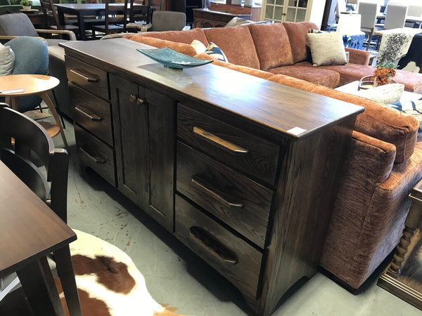 Amish 6' Oak Buffet with Dark Top