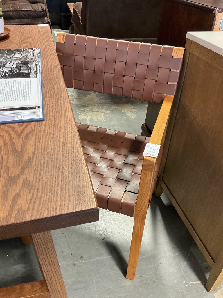 Cire Leather Arm Chair- Cognac (As-Is, Arm)