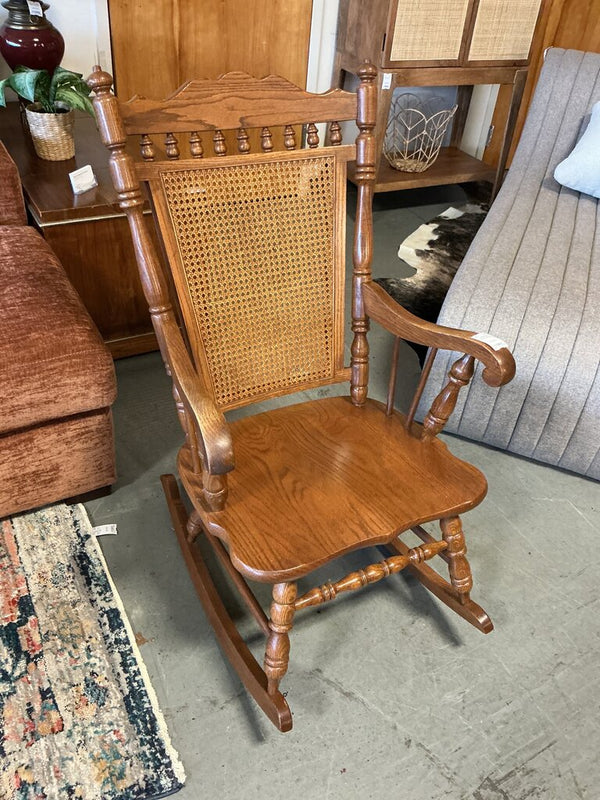 Hand Crafted Antique Rocker with Caning