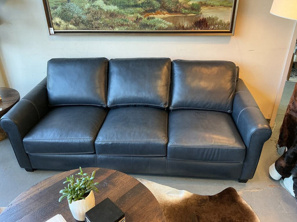 Cataldo 86'' Upholstered Sofa - Navy Leather by Birch Lane