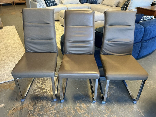 Set of 3 Grey Dining Chairs