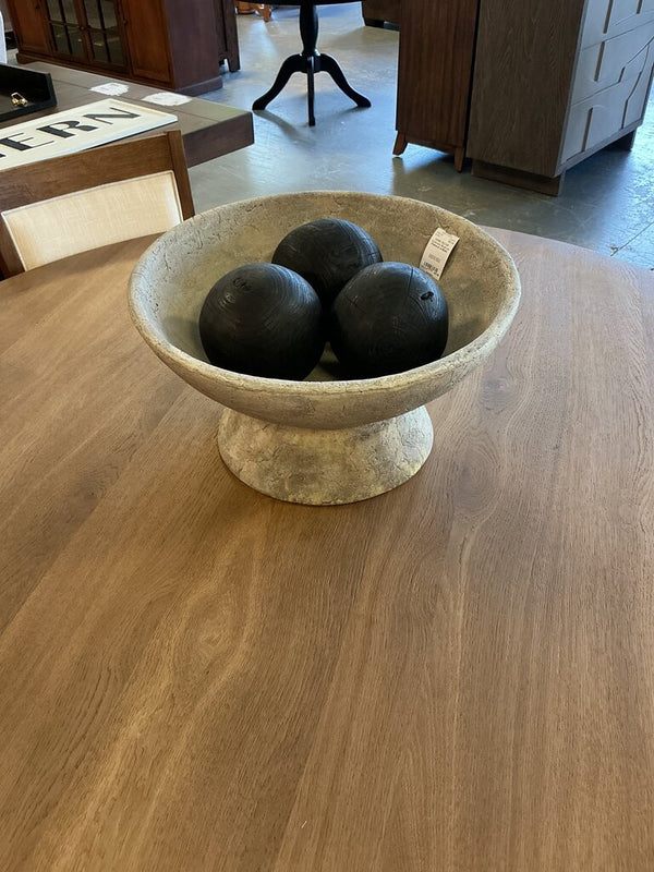 Concrete Bowl on Pedestal w/Balls