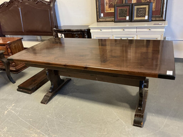 Vintage Trestle Dining Table, 2 Leaves, AS-IS, Scratches