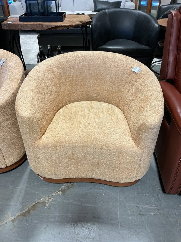Alva Swivel Armchair-Camel (As-Is, Veneer Chipped)