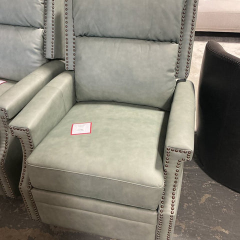 Louise Genuine Leather Swivel Rocker Recliner-Teal