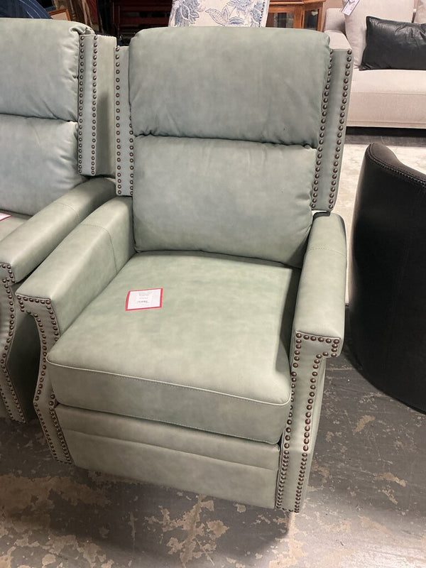 Louise Genuine Leather Swivel Rocker Recliner-Teal