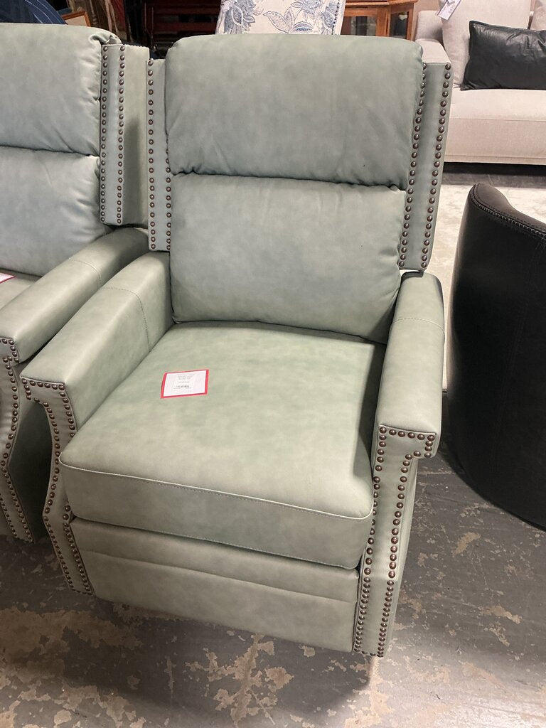 Louise Genuine Leather Swivel Rocker Recliner-Teal