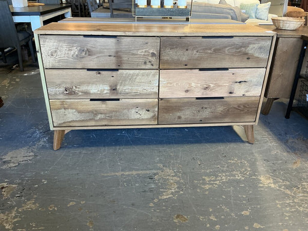 Amish Modern 6 Drawer Dresser- Natural Matte