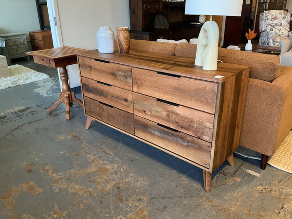 Amish Modern 6 Drawer Dresser- Medium Stain