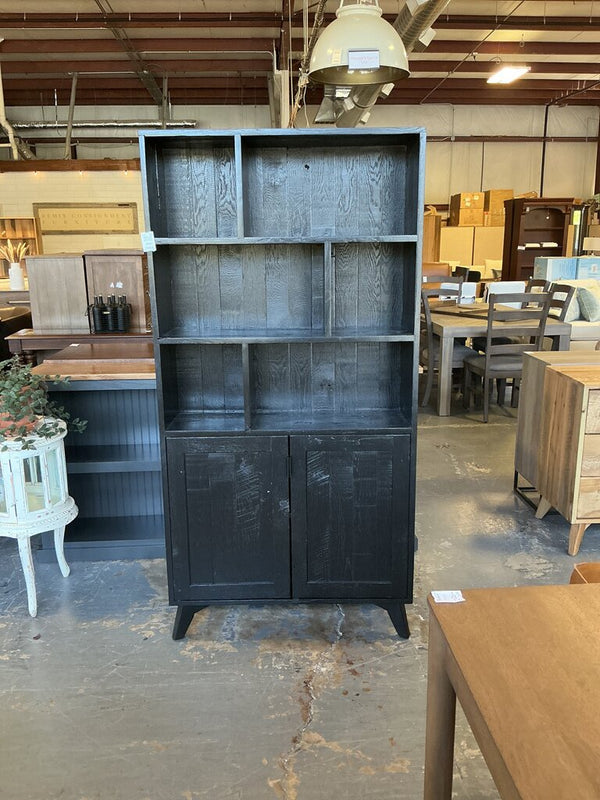Amish MCM Cabinet w/Asymmetrical Shelves - Black