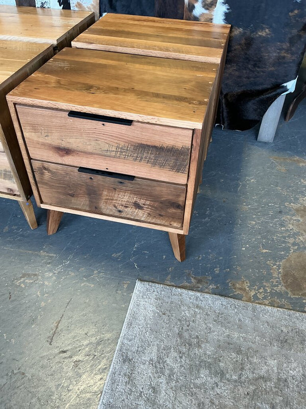 Amish MCM Style 2 Drawer Nightstand- Medium Stain