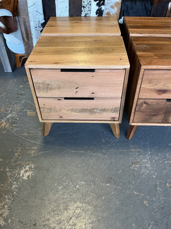 Amish MCM Style 2 Drawer Nightstand- Natural Matte