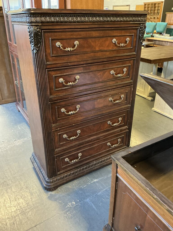 Dark Wood 5 Drawer Chest of Drawers (As-Is)