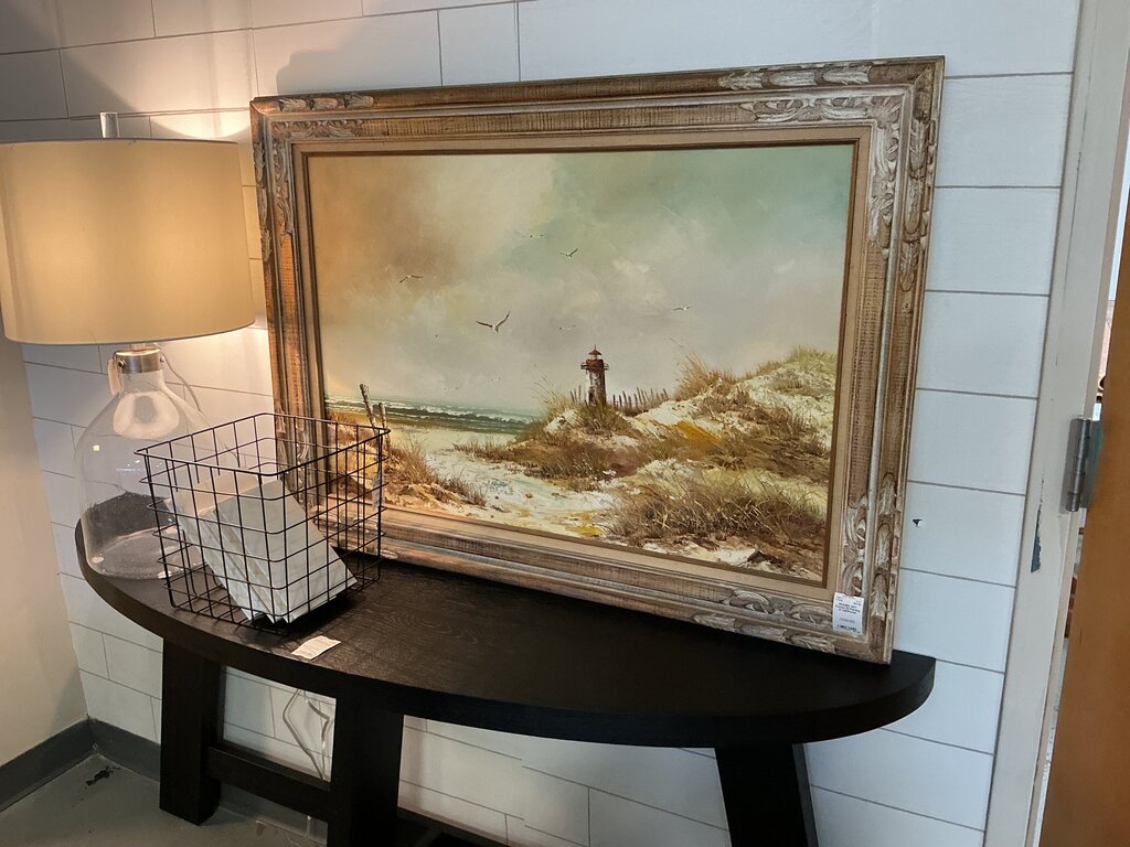 Framed Oil Painting of Lighthouse