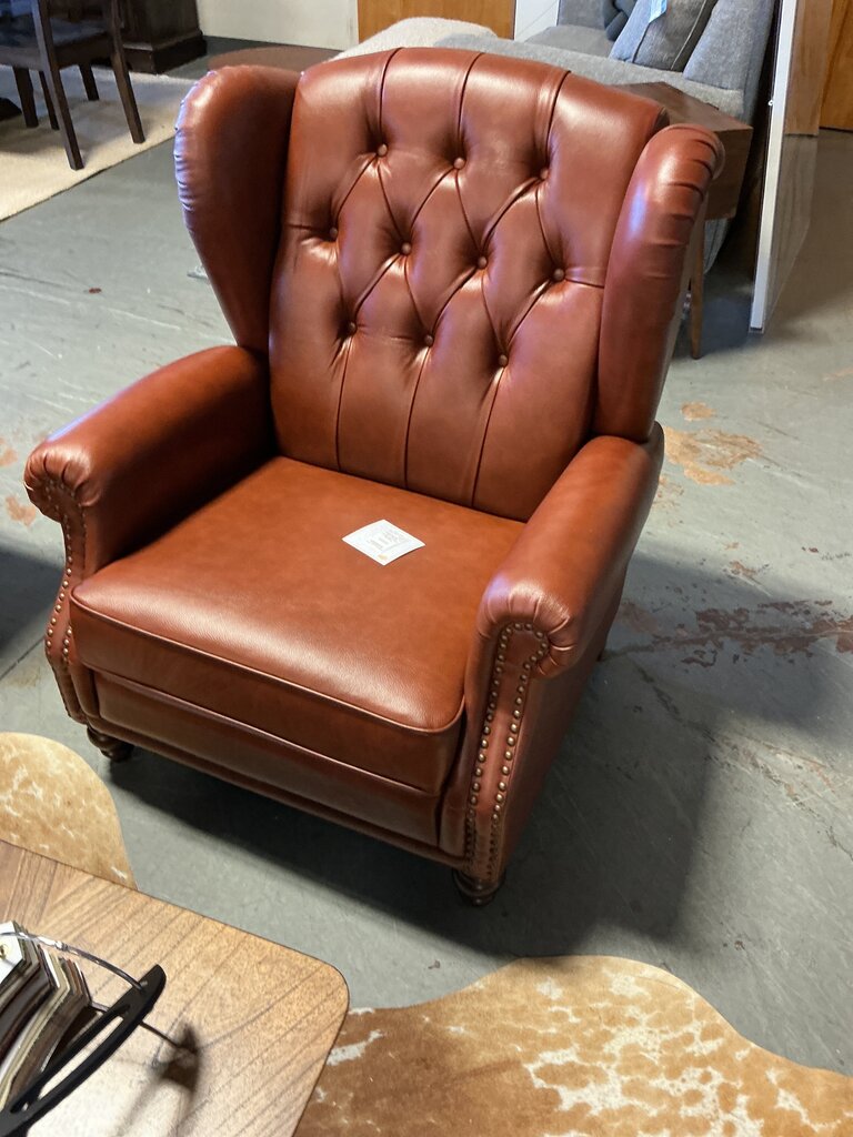 Gabriela 33" Wide Genuine Leather Arm Chair-BROWN