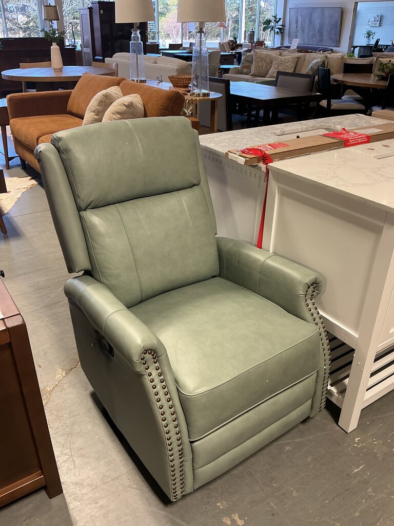 Osvaldo 30.5" Wide Genuine Leather Manual Recliner-Sage