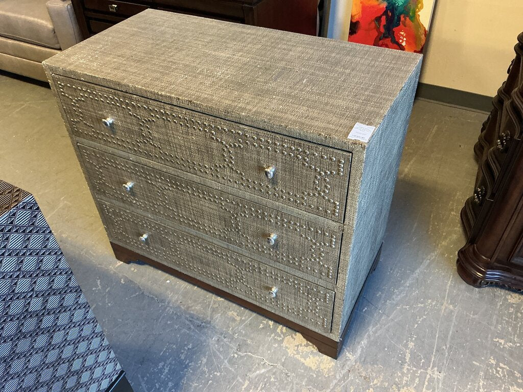Grey Woven Chest W/ Nailhead Trim (As-is: Wear)
