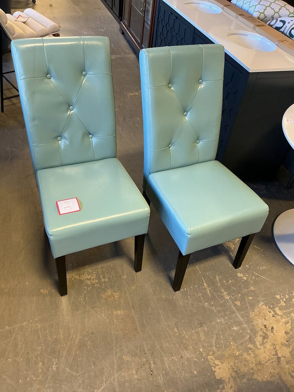 Light Blue Faux Leather Chair (Pair)