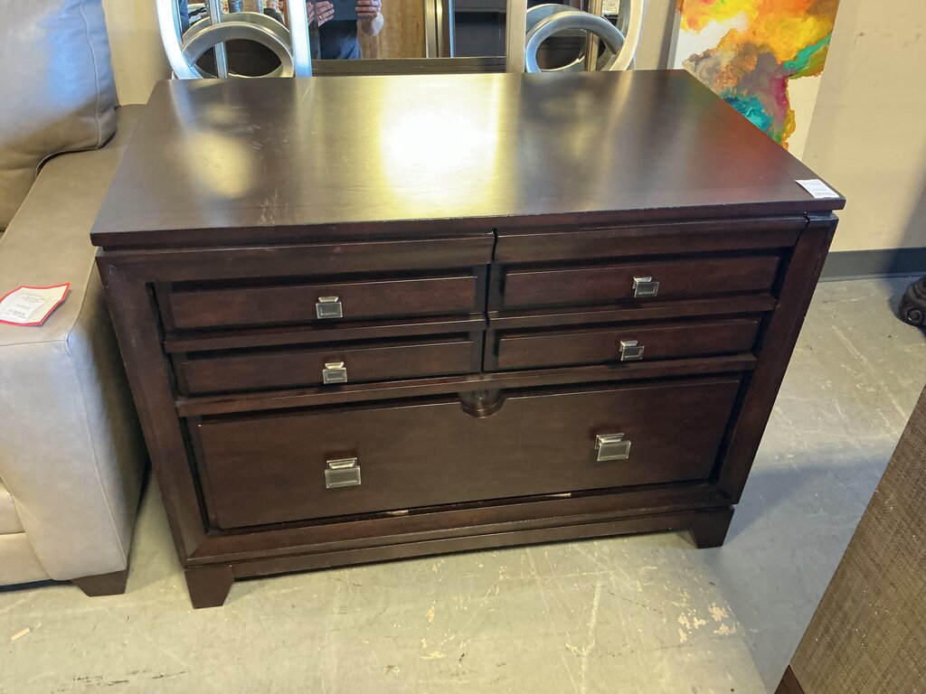 5 Drawer Dark Wood Chest