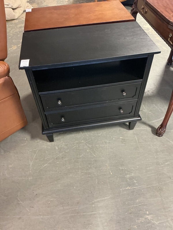 Davide 2 Drawer Solid Wood Nightstand- Black