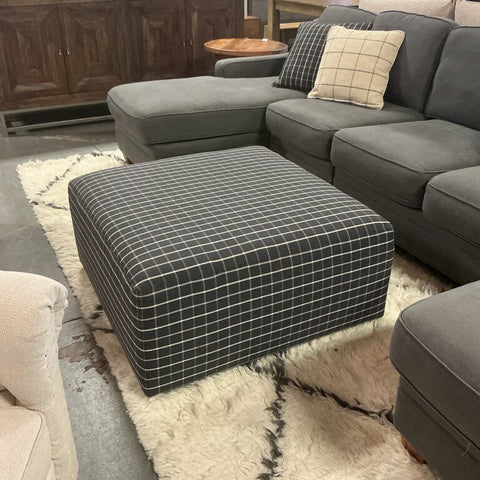 Plaid Square Ottoman