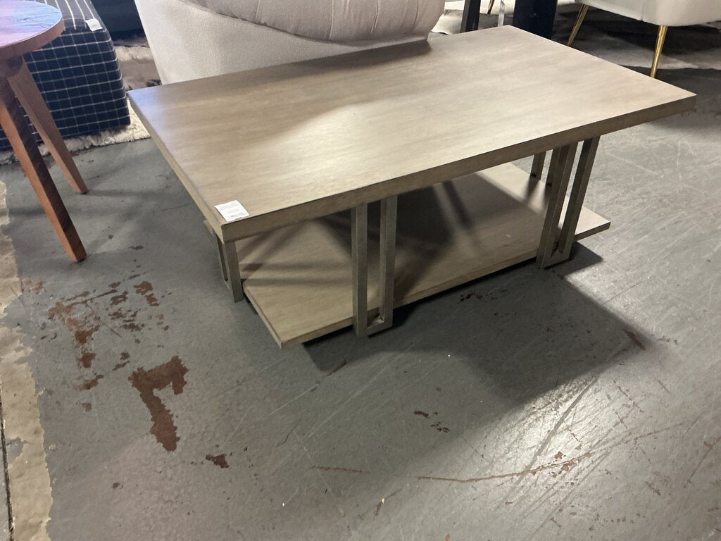 Grey Wash Wood & Metal Coffee Table
