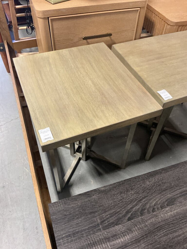 Grey Wash Wood & Metal End Table