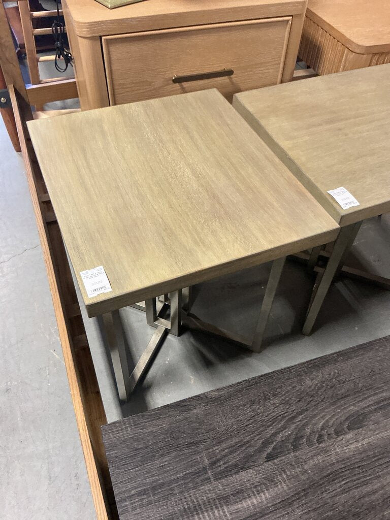 Grey Wash Wood & Metal End Table