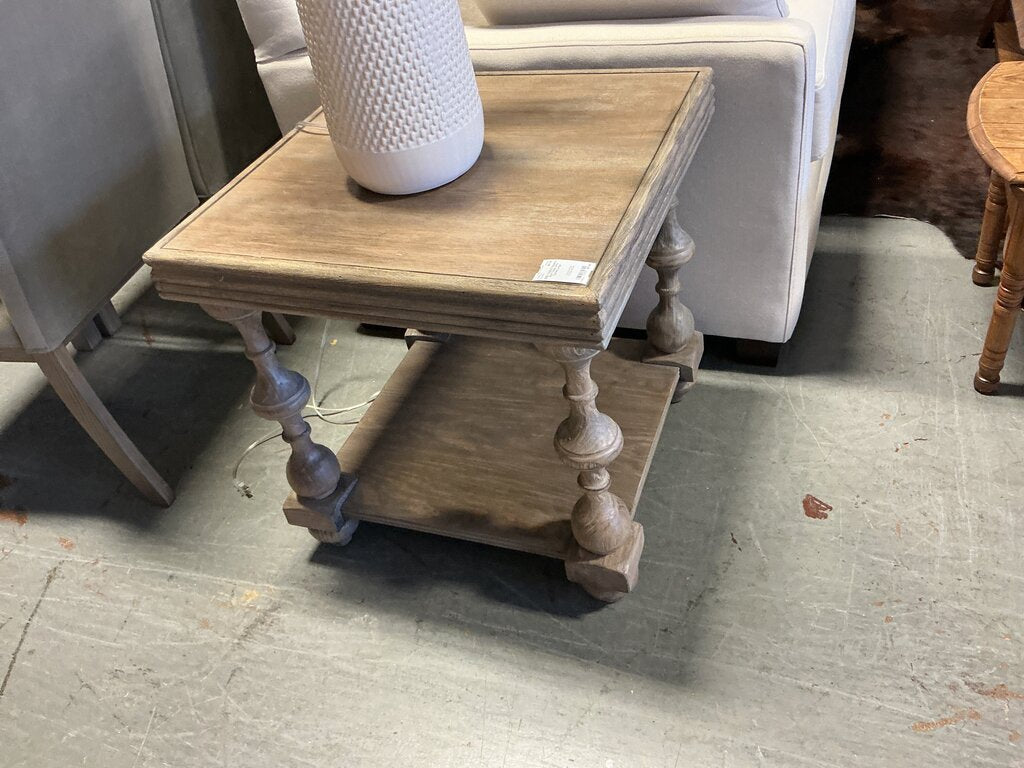 Square End Table with Turned Legs